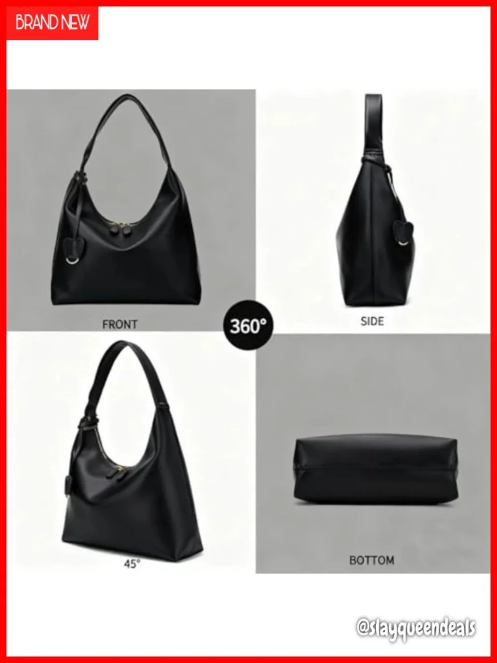 Vegan Leather Slouchy Hobo Purse Crescent Tote Shoulder Bag